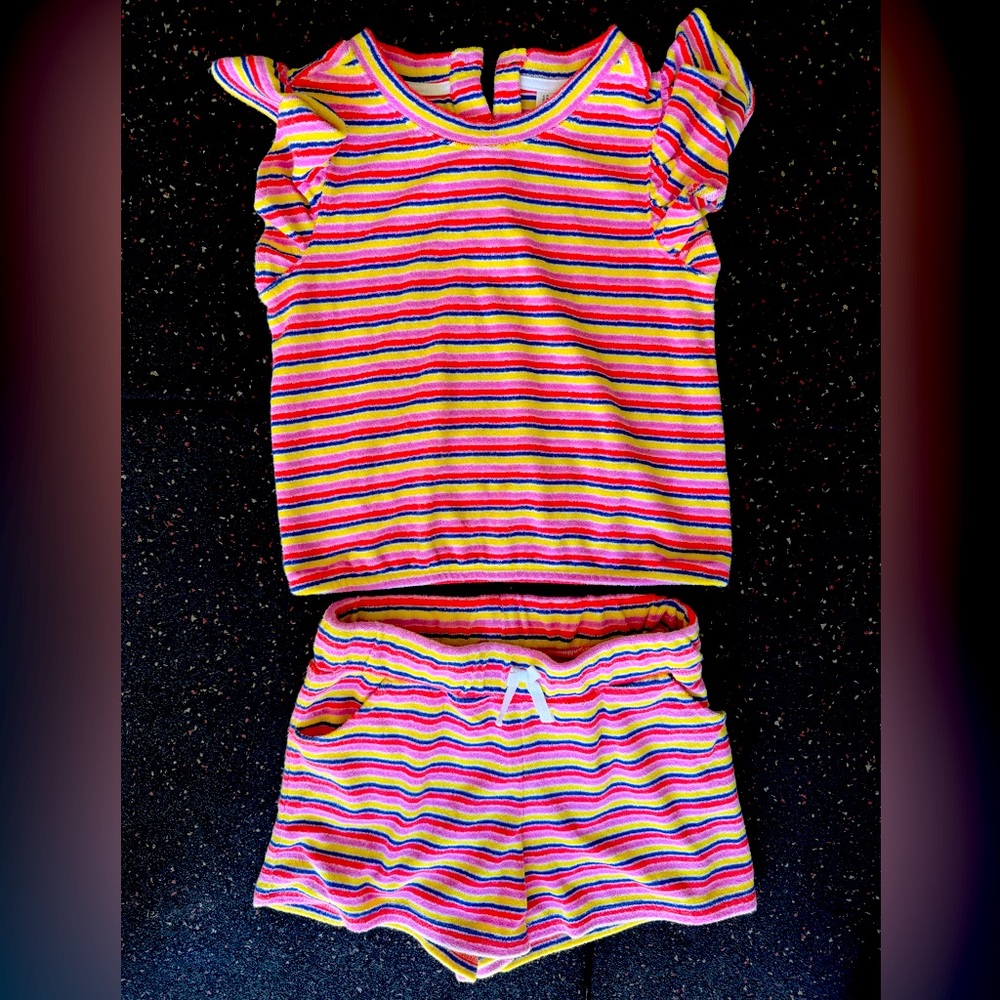 Janie and Jack girls size 8 2 piece terry stripe set in perfect condition
